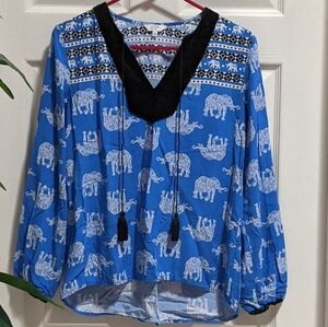 Crown & Ivy Velvet Trimmed Women's Top Size Sm
